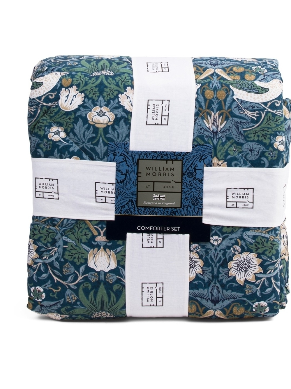 William Morris & Co. Strawberry Thief King Comforter Set in beautiful China Blue